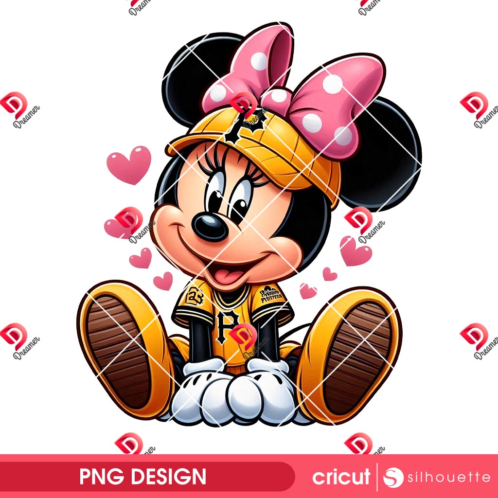 Pittsburgh Pirates Minnie Mouse Baseball PNG, Disney Friends Sport Pittsburgh Pirates PNG