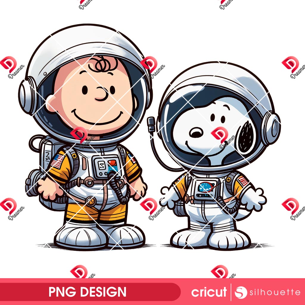 Snoopy And Charlie Brown Astronaut PNG, Peanuts In The Space PNG
