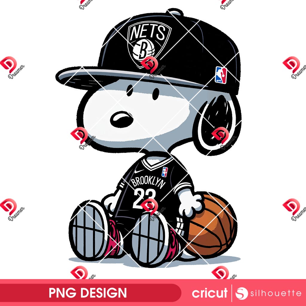 Snoopy Brooklyn Nets Basketball PNG, Snoopy NBA Sport Brooklyn Nets Team PNG