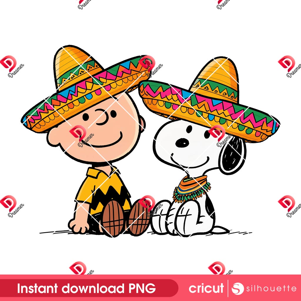 Snoopy Charlie Brown Cinco De Mayo PNG, Mexican Peanuts Characters PNG