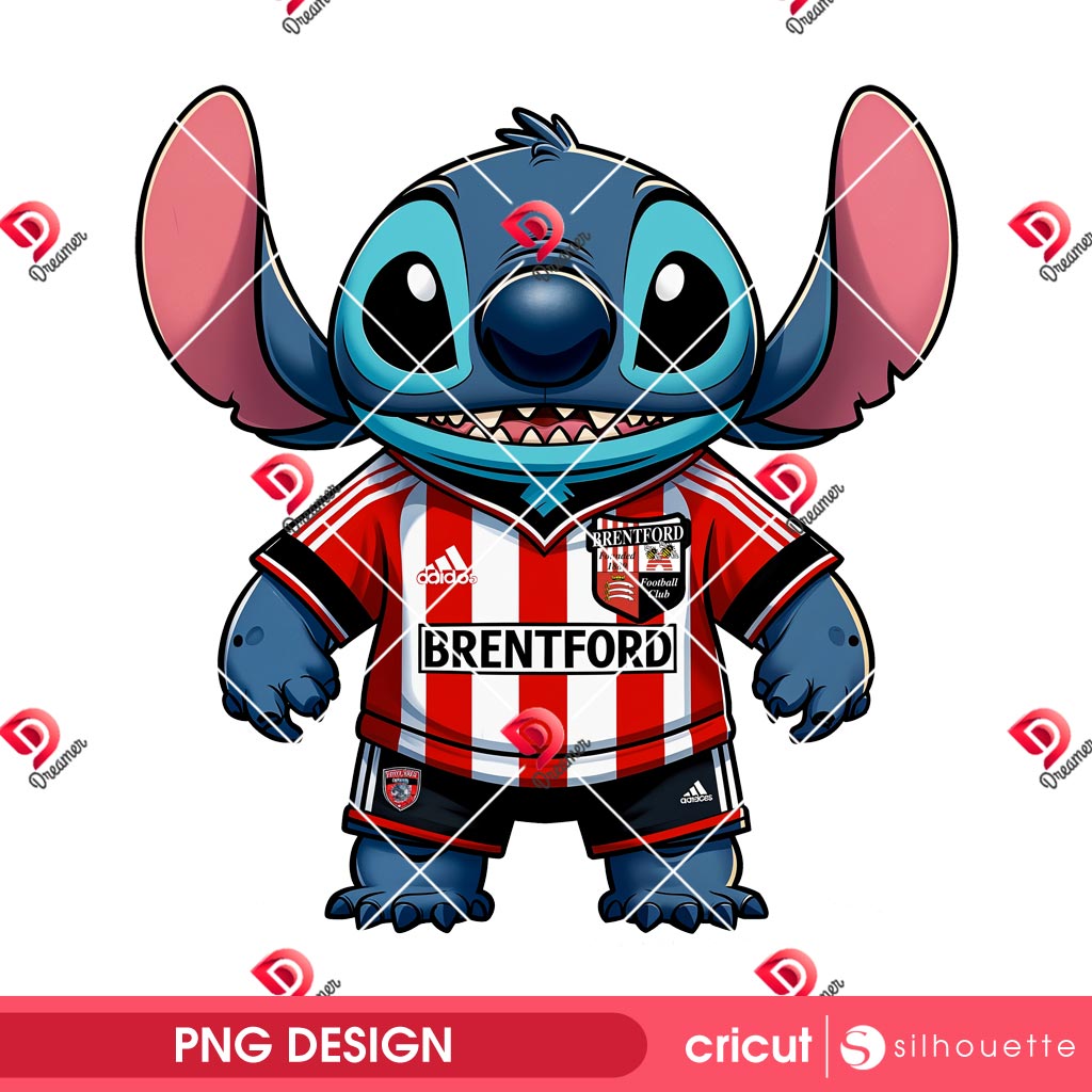 Stitch Brentford FC PNG, Disney Stitch Soccer Player PNG, Stitch Premier League PNG