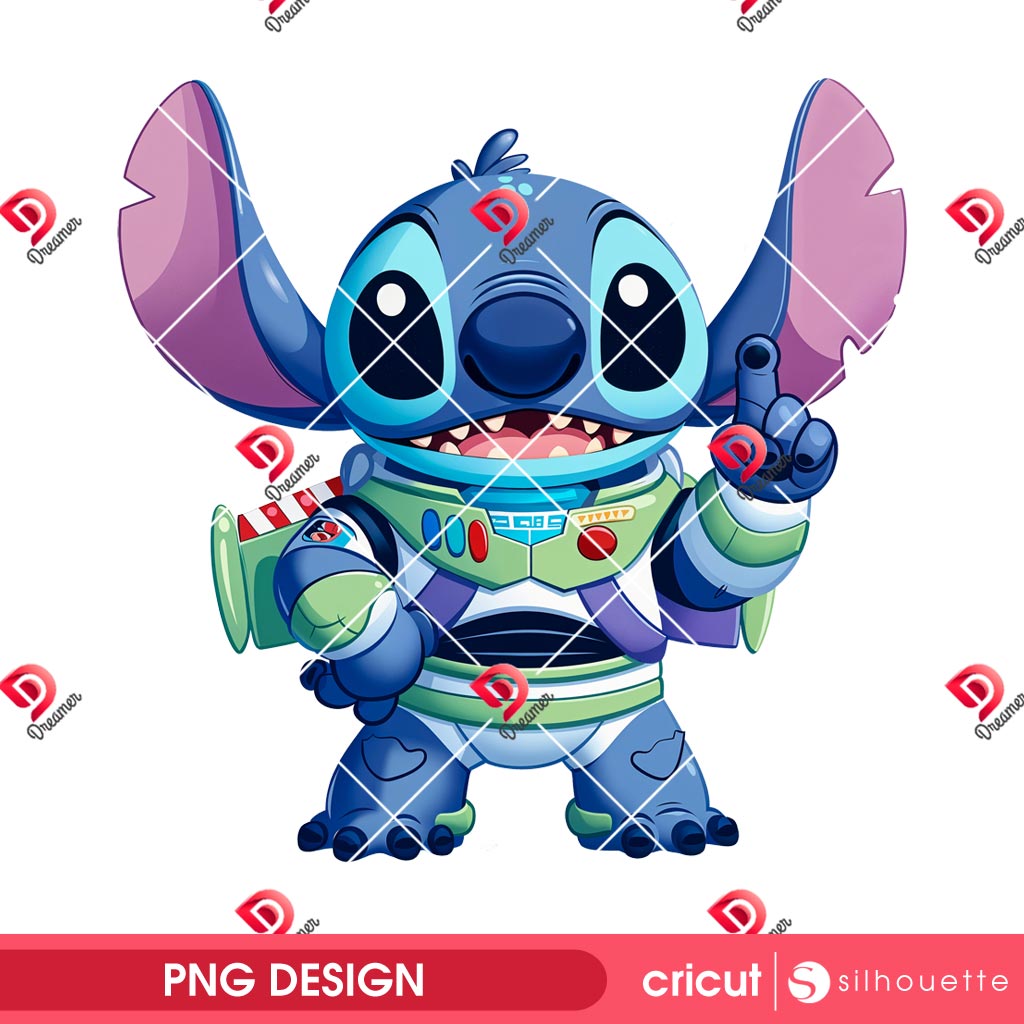 Stitch Buzz Lightyear PNG, Stitch Toy Story Character PNG