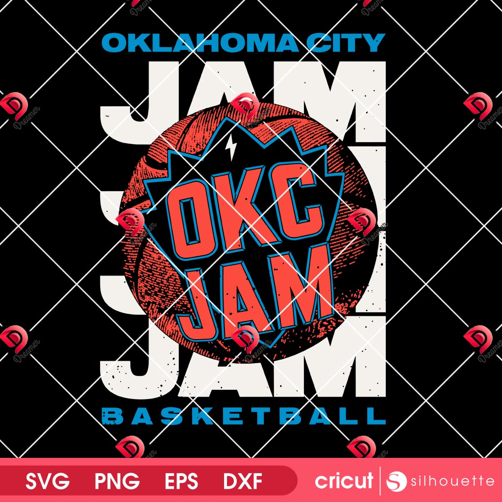 Vintage OKC Jam SVG PNG, Retro Oklahoma City Basketball Hoop SVG PNG