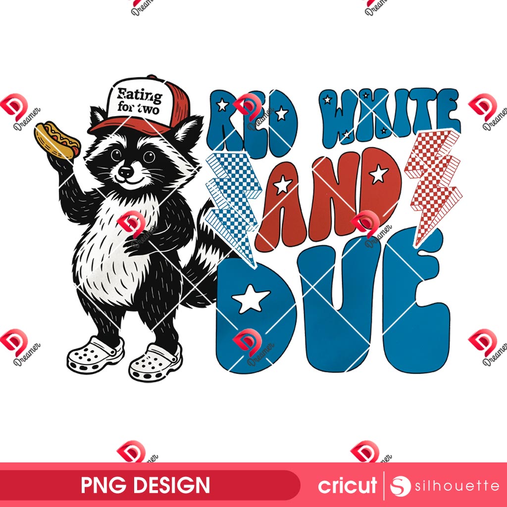 04th Of July Red White And Due PNG, Funny Pregnant Raccoon PNG, Patriotic Animal Hotdog USA Maternity PNG