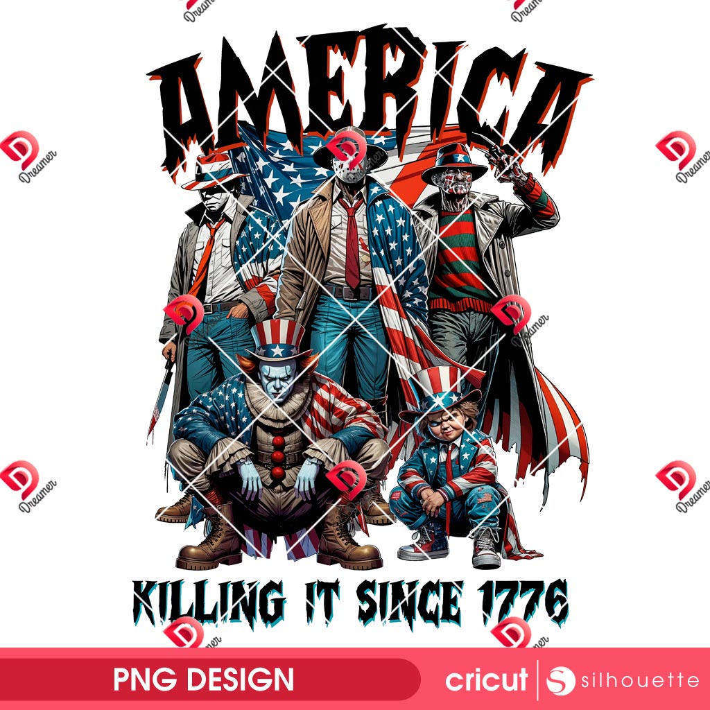 America Killing It Since 1776 PNG, Horror Movie Fourth Of July PNG, Thug Life Killers Independence Day PNG