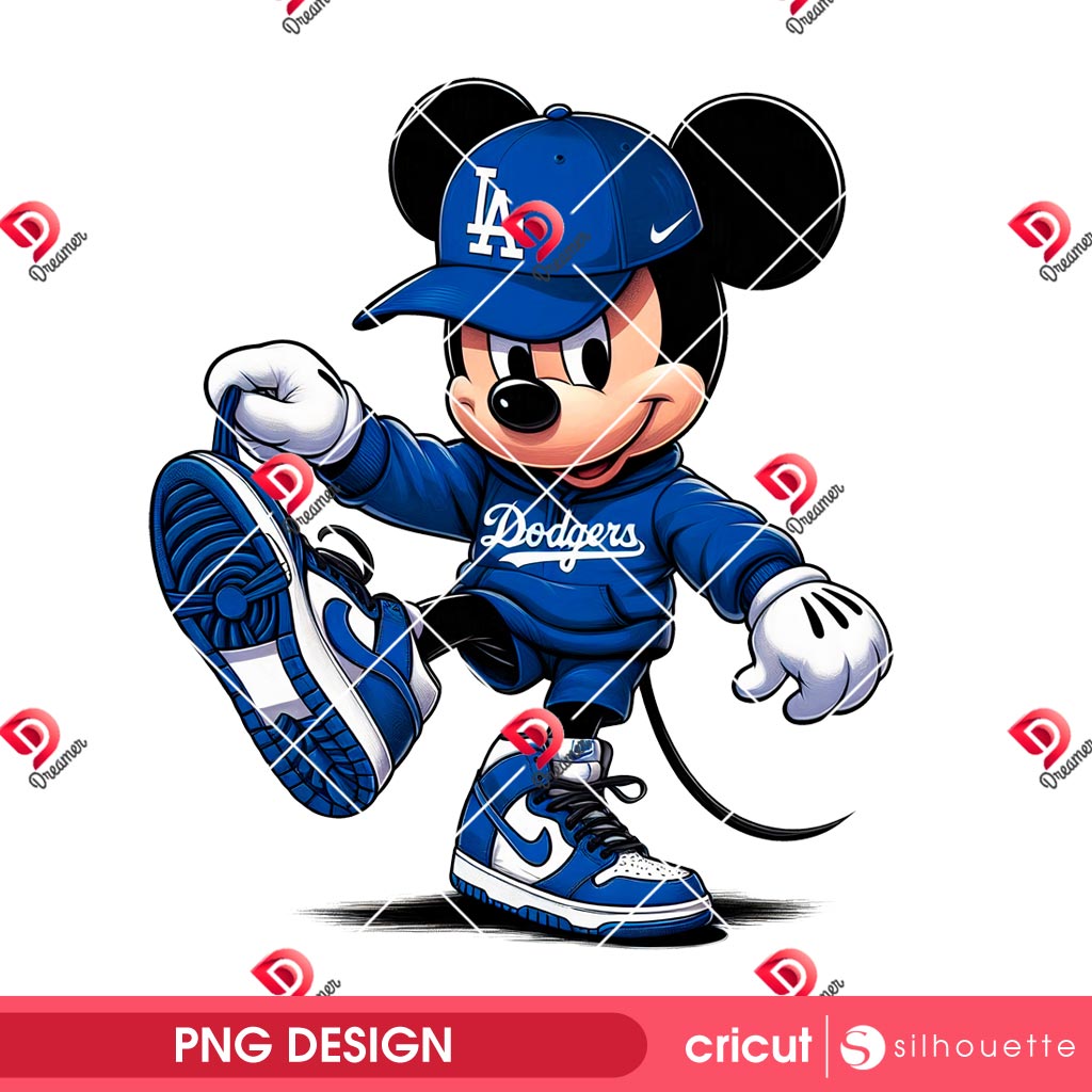 Baseball Mickey LA Doders PNG, Disney Mouse Friends Dodgers MLB PNG