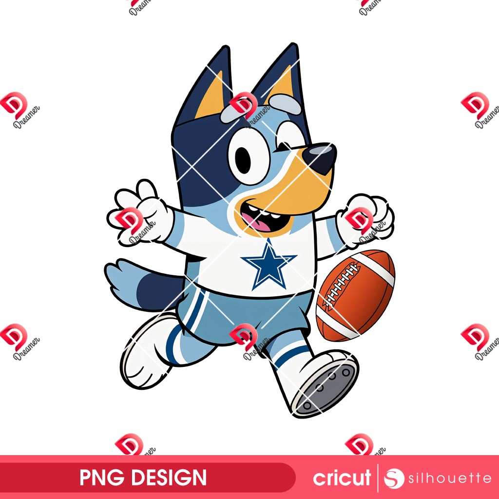 Bluey Dallas Cowboys PNG, Bluey NFL Football Cowboys Player PNG