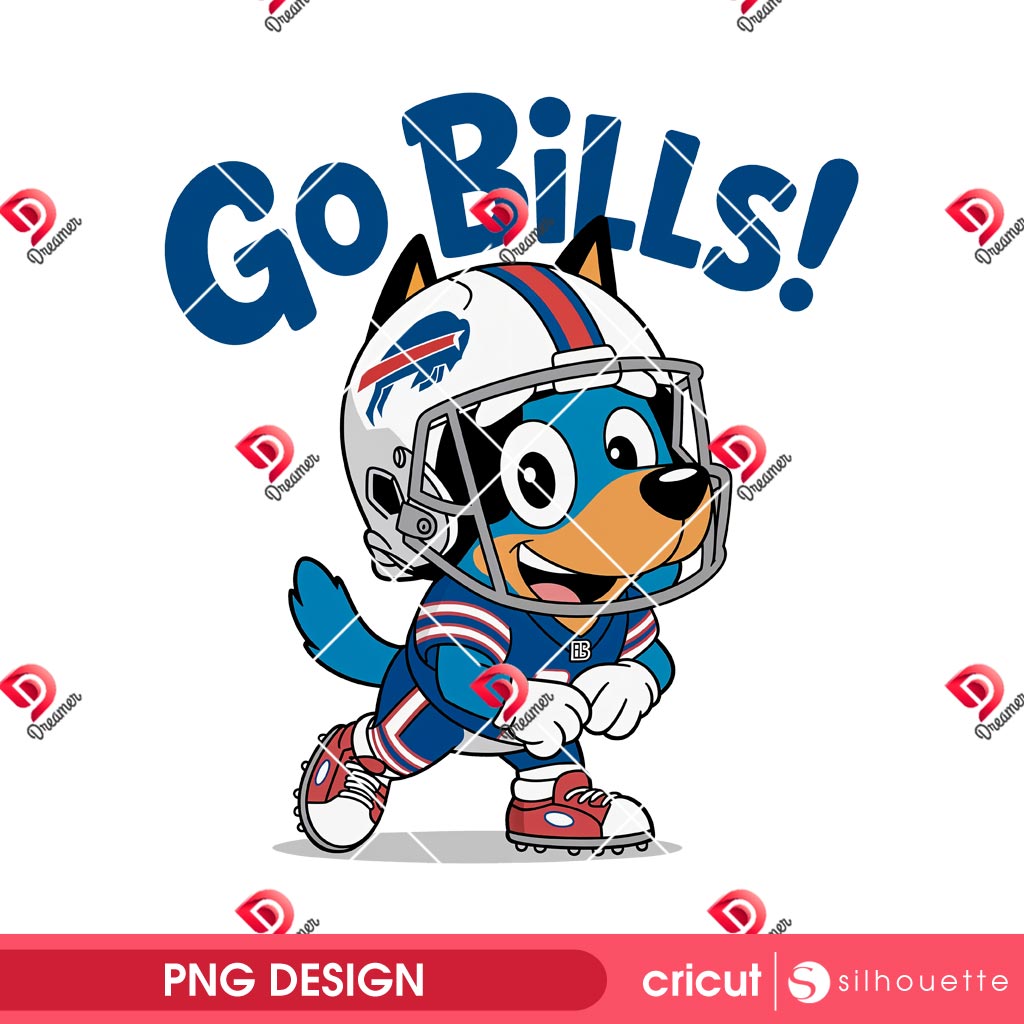 Bluey Go Bills PNG, Bluey Buffalo Bills Player PNG, Bluey NFL Football Bills PNG