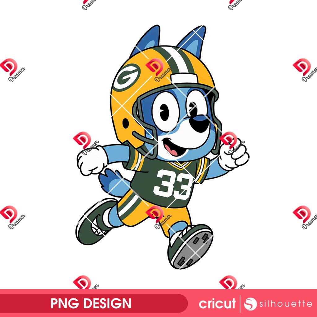 Bluey Green Bay Packers PNG, Bluey NFL Football Packers PNG