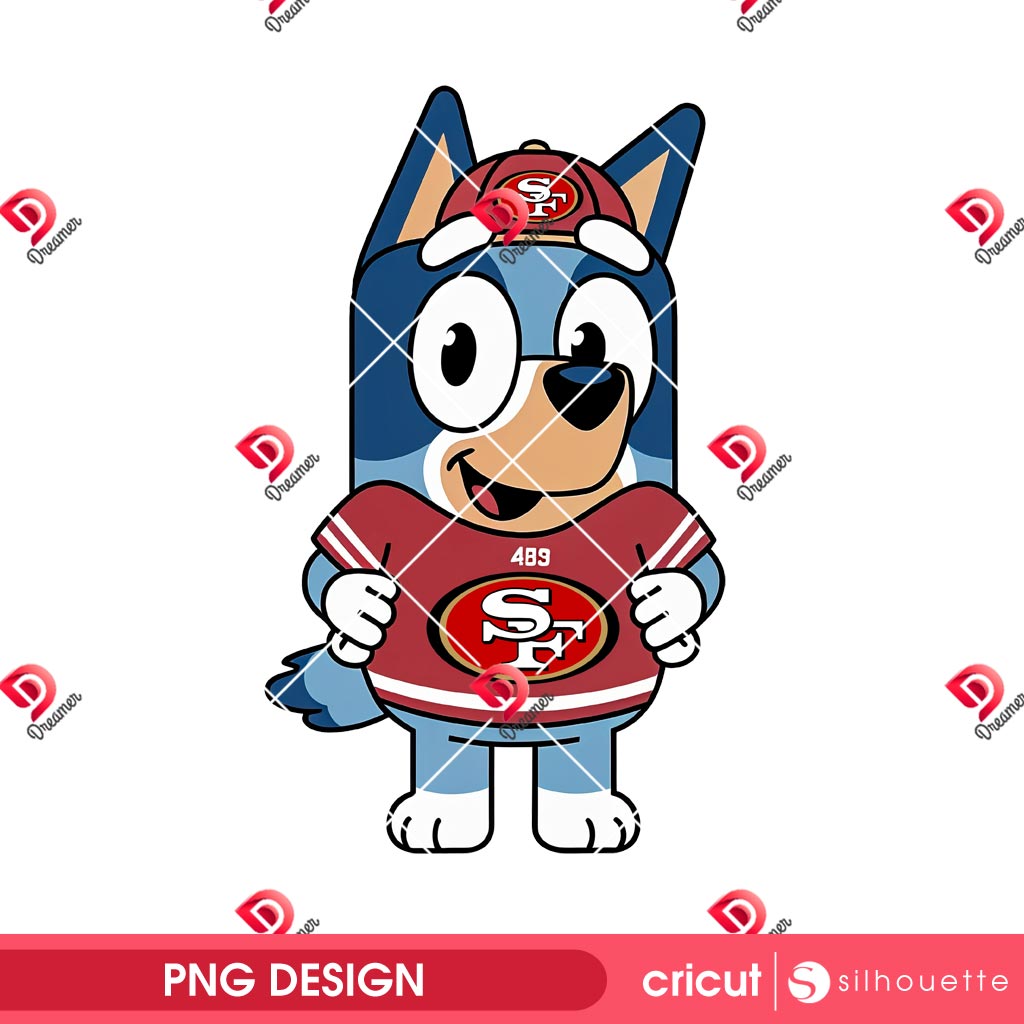 Bluey San Francisco 49ers PNG, Bluey NFL Football SF 49ers PNG