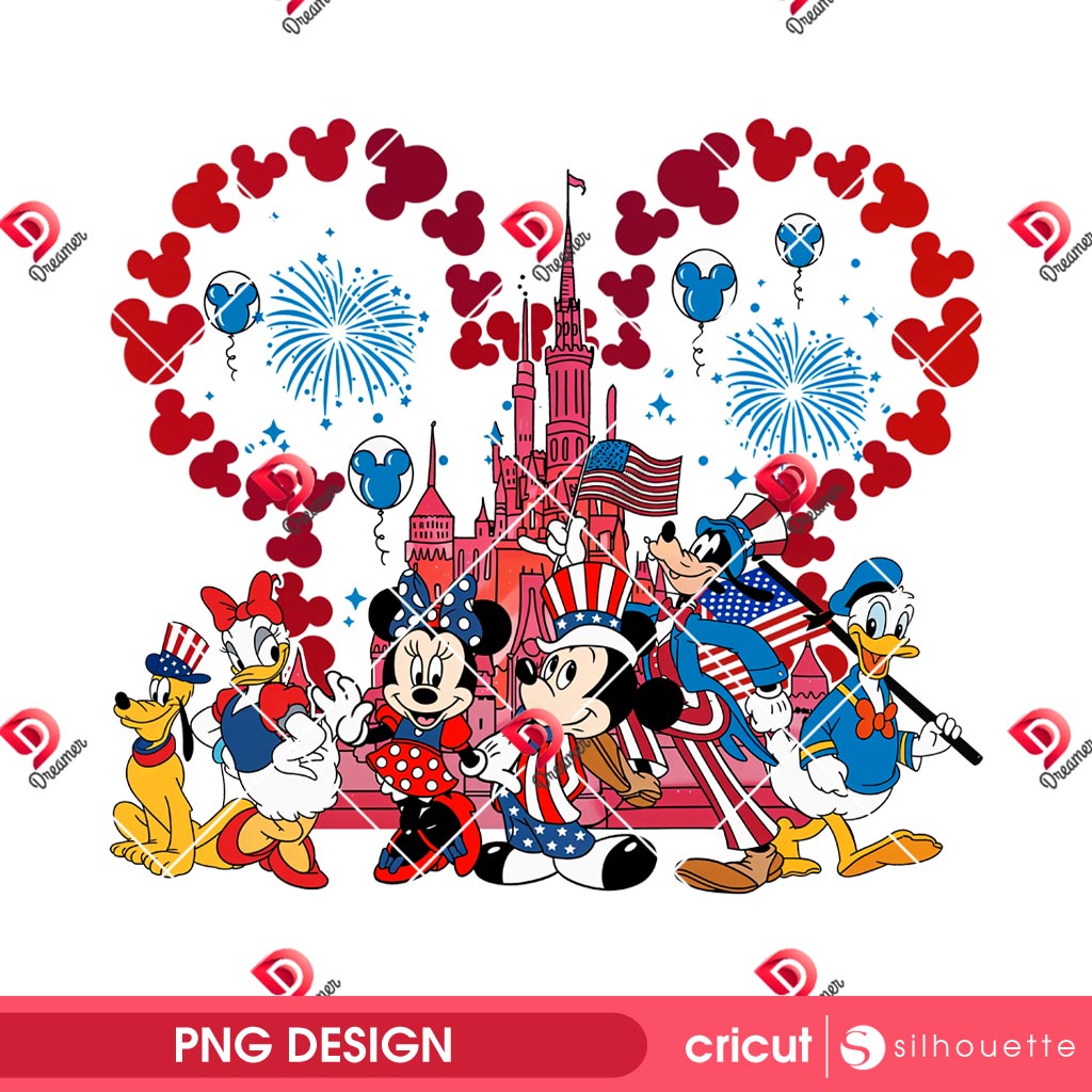 Disney Friends Independence Day PNG, Mickey Mouse Friends 04th Of July PNG, Disney America PNG