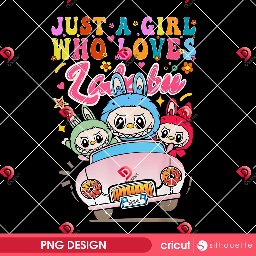 Funny Just a Girl Who Loves Labubu PNG, Labubu Driving Car PNG