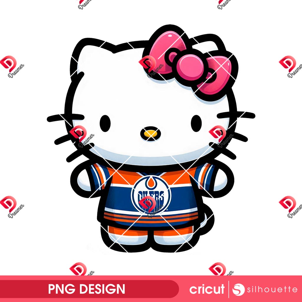 Hockey Hello Kitty Edmonton Oilers PNG, Hello Kitty NHL Sport Oilers Player PNG