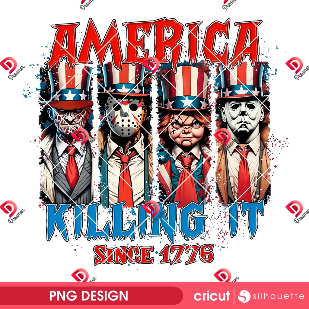 Horror Movie Fourth Of July PNG, America Killing It Since 1776 PNG, Killers Independence Day PNG
