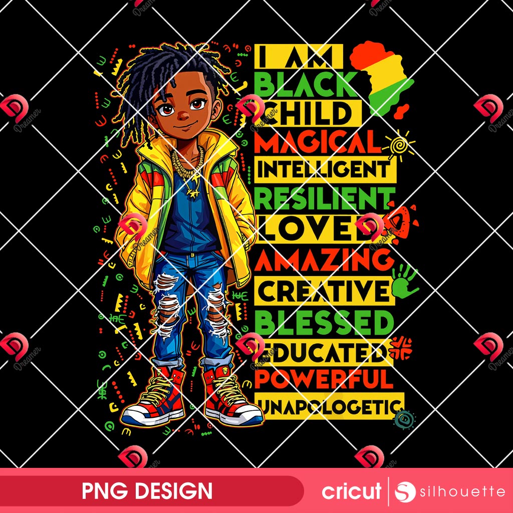 I Am Black History PNG, Black Boy Girl Juneteenth PNG