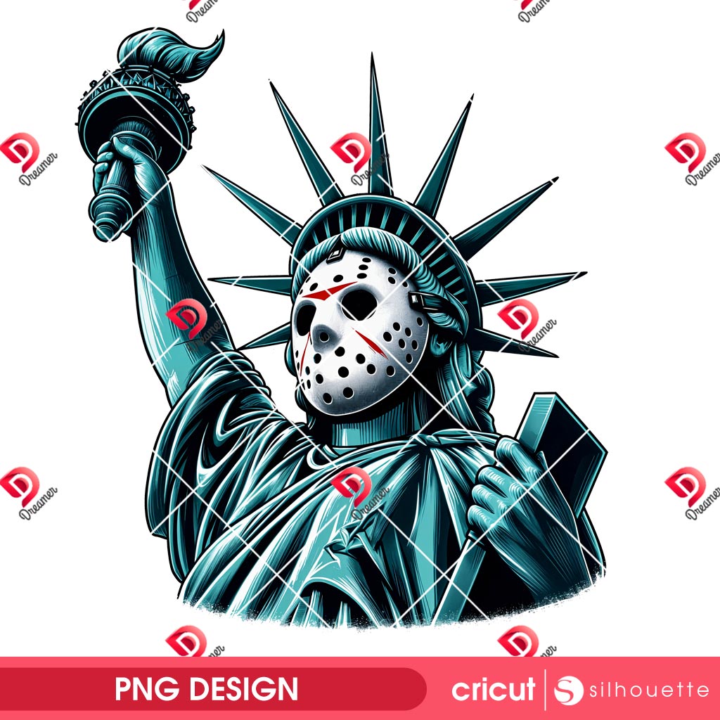 Jason Voorhees Statue of Liberty PNG, Horror Killer Independence Day PNG, Funny 04th Of July PNG