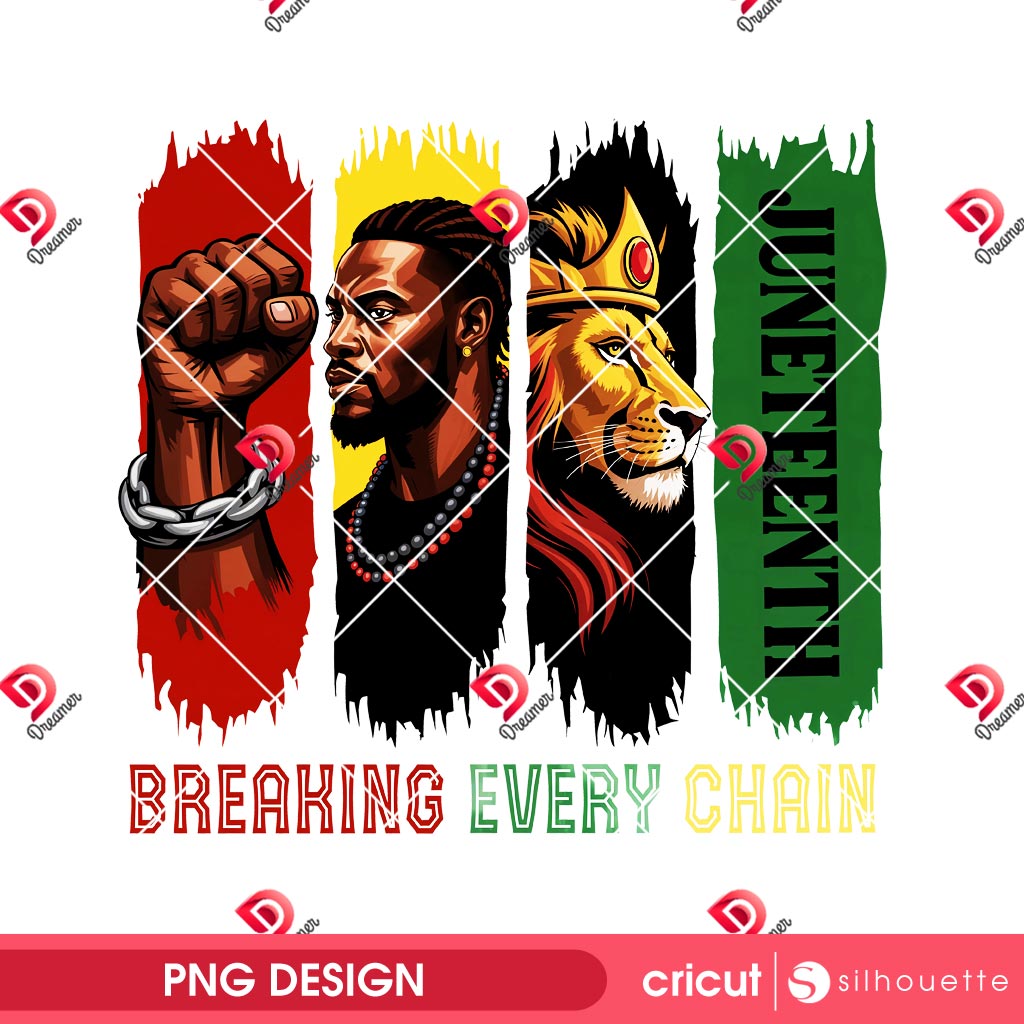 Juneteenth Breaking Every Chain PNG, Juneteenth Black Man Brush Strokes PNG, Black History Month PNG