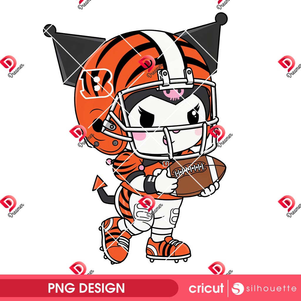 Kuromi Cincinnati Bengals Player PNG, Kuromi NFL Football Bengals PNG