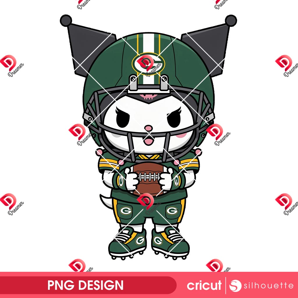 Kuromi Green Bay Packers Player PNG, Kuromi NFL Football GB Packers PNG