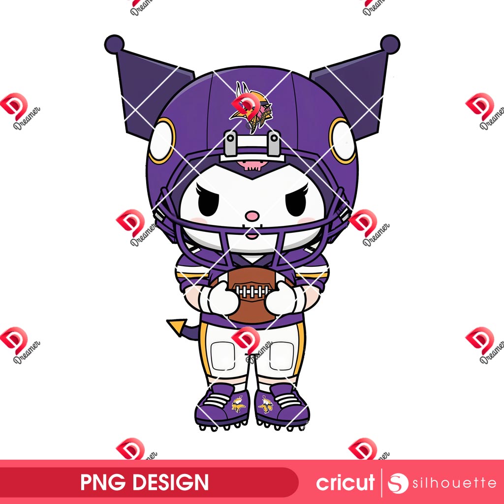 Kuromi Minnesota Vikings Player PNG, Kuromi NFL Football Vikings PNG
