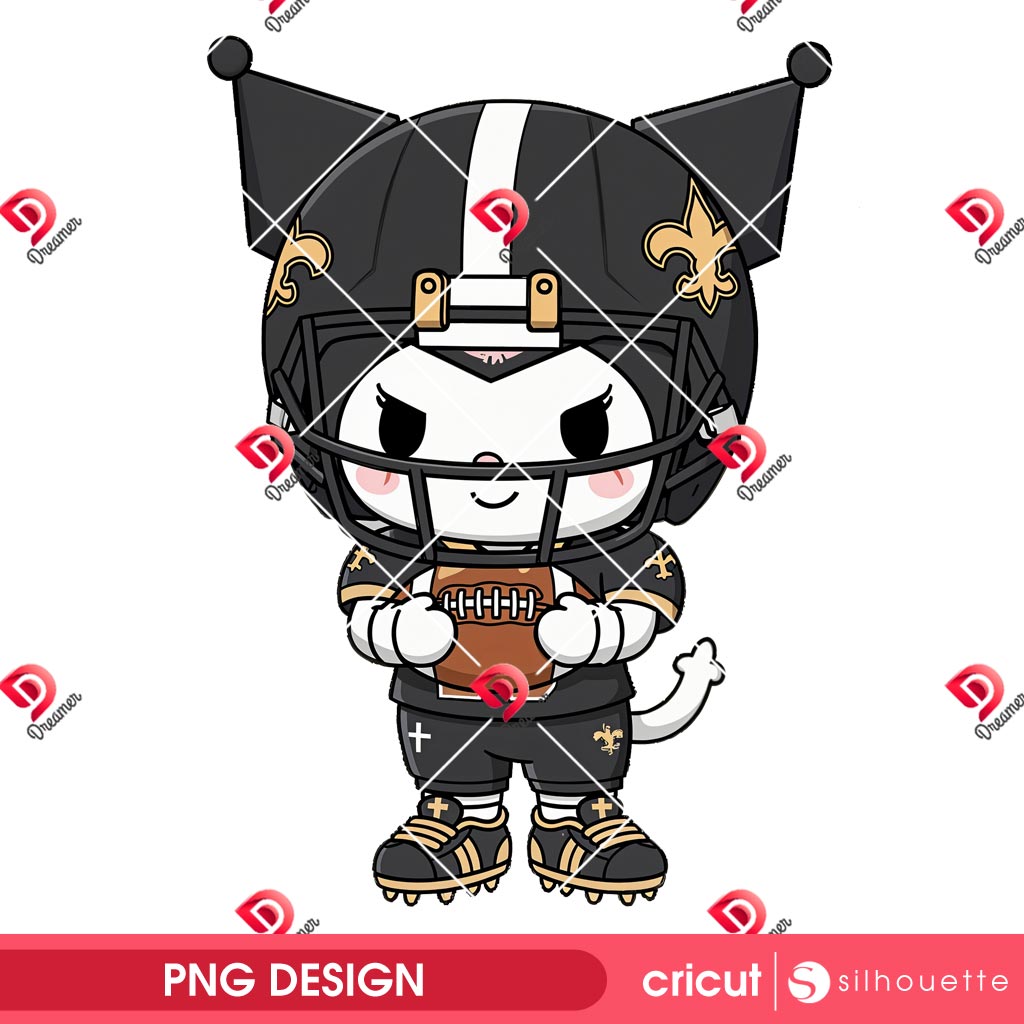 Kuromi New Orleans Saints Player PNG, Kuromi NFL Football New Orleans Saints PNG