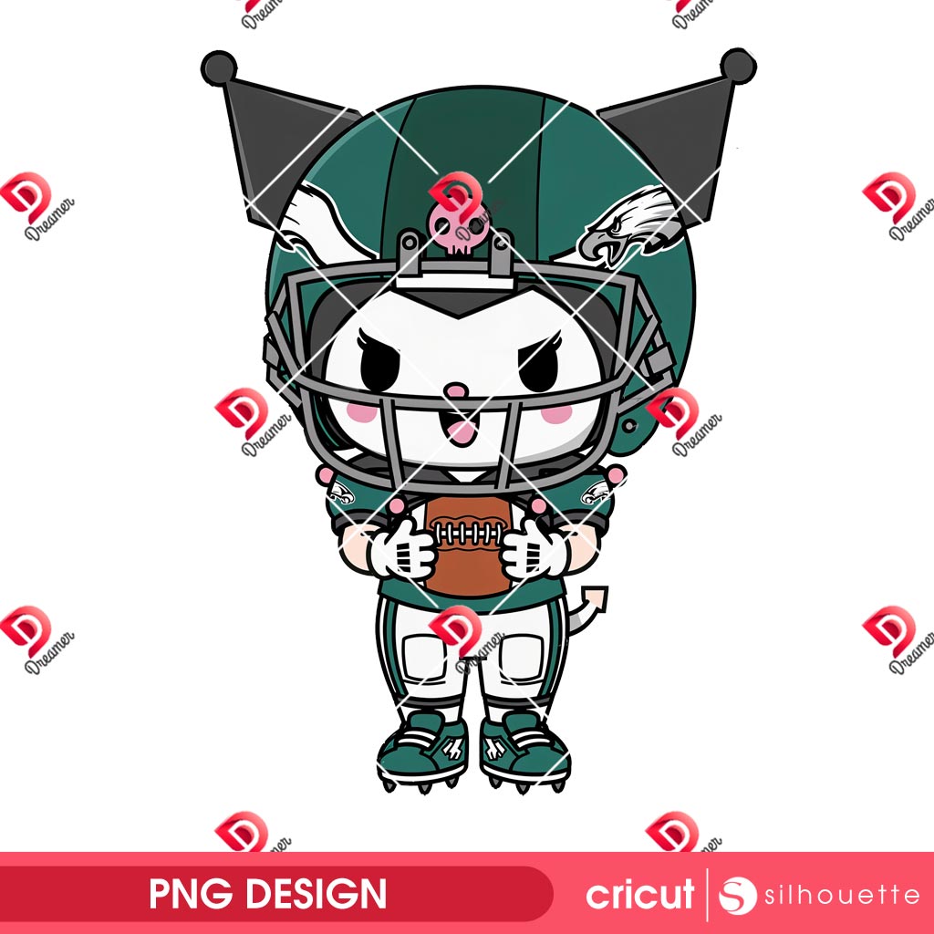 Kuromi Philadelphia Eagles Player PNG, Kuromi NFL Football Eagles PNG