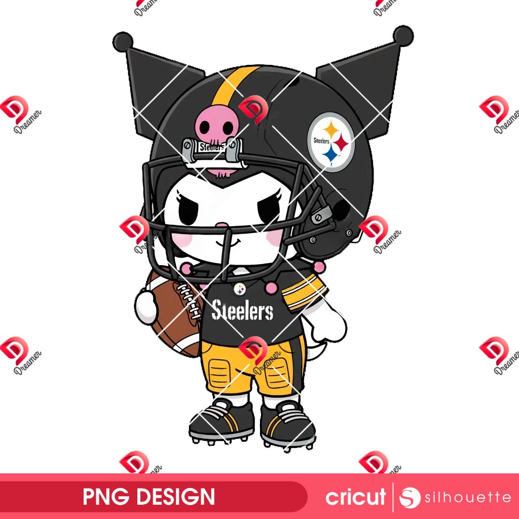 Kuromi Pittsburgh Steelers Player PNG, Kuromi NFL Football Steelers PNG
