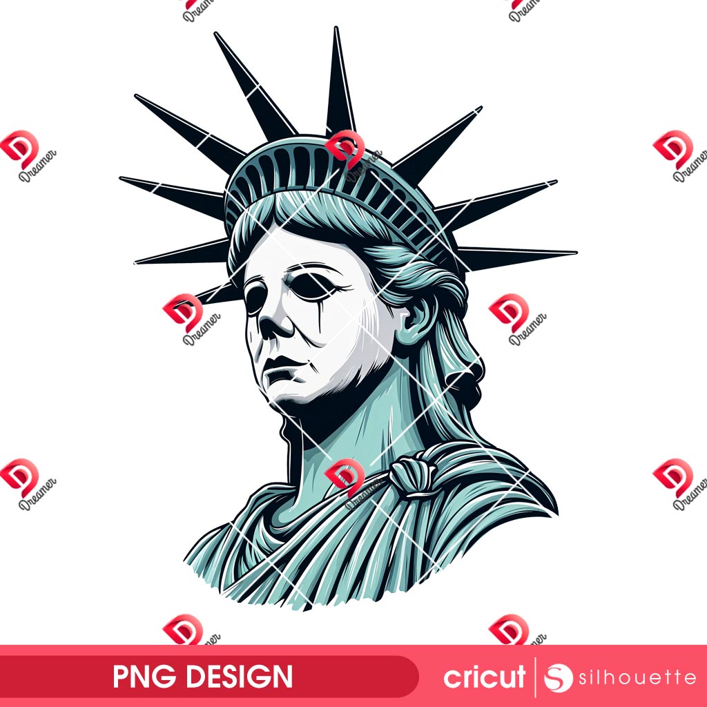 Michael Myers Statue of Liberty PNG, Horror Killer Independence Day PNG, Funny 04th Of July PNG