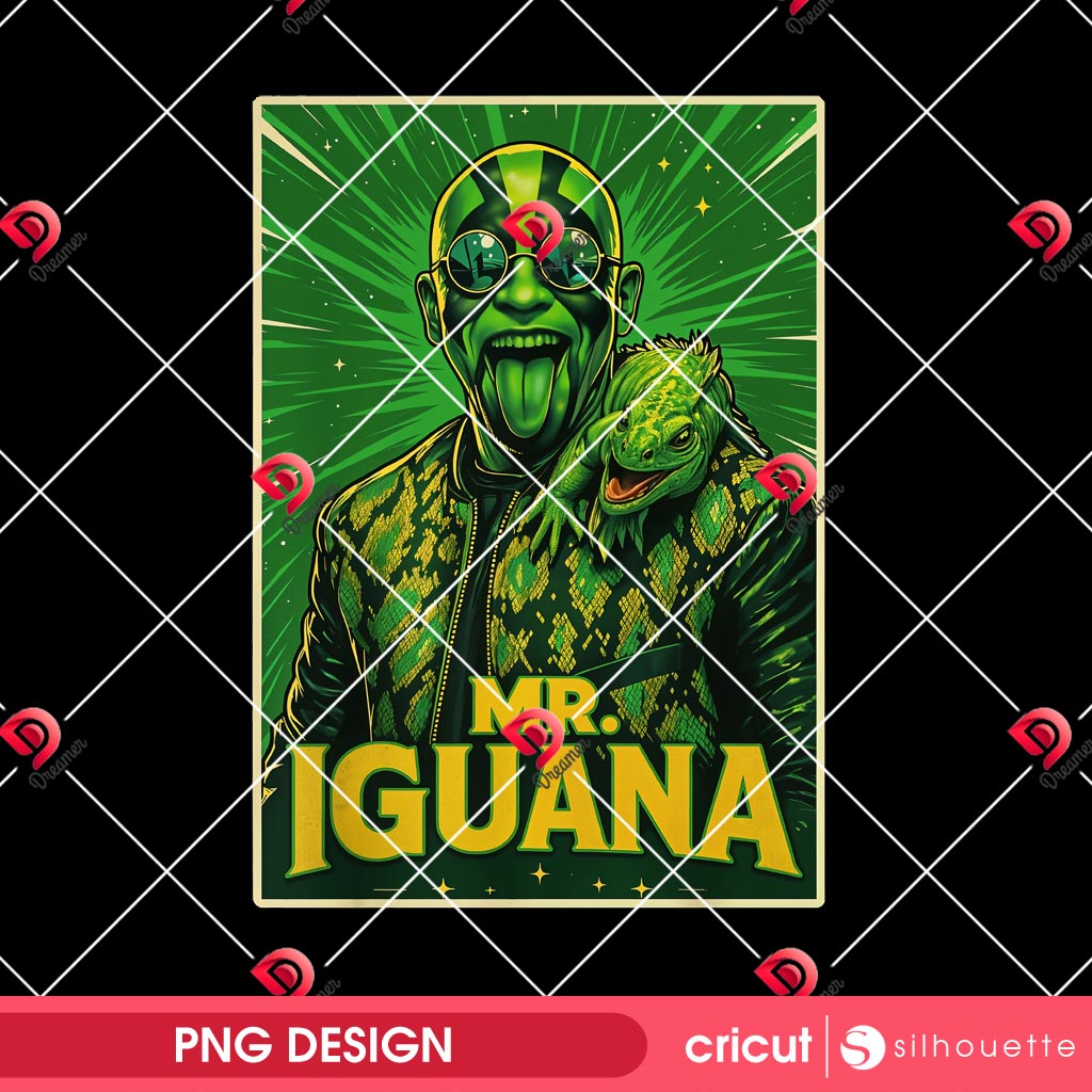 Mr Iguana Tongue Out PNG Design, Mr Iguana Funny Lizard Wrestler PNG