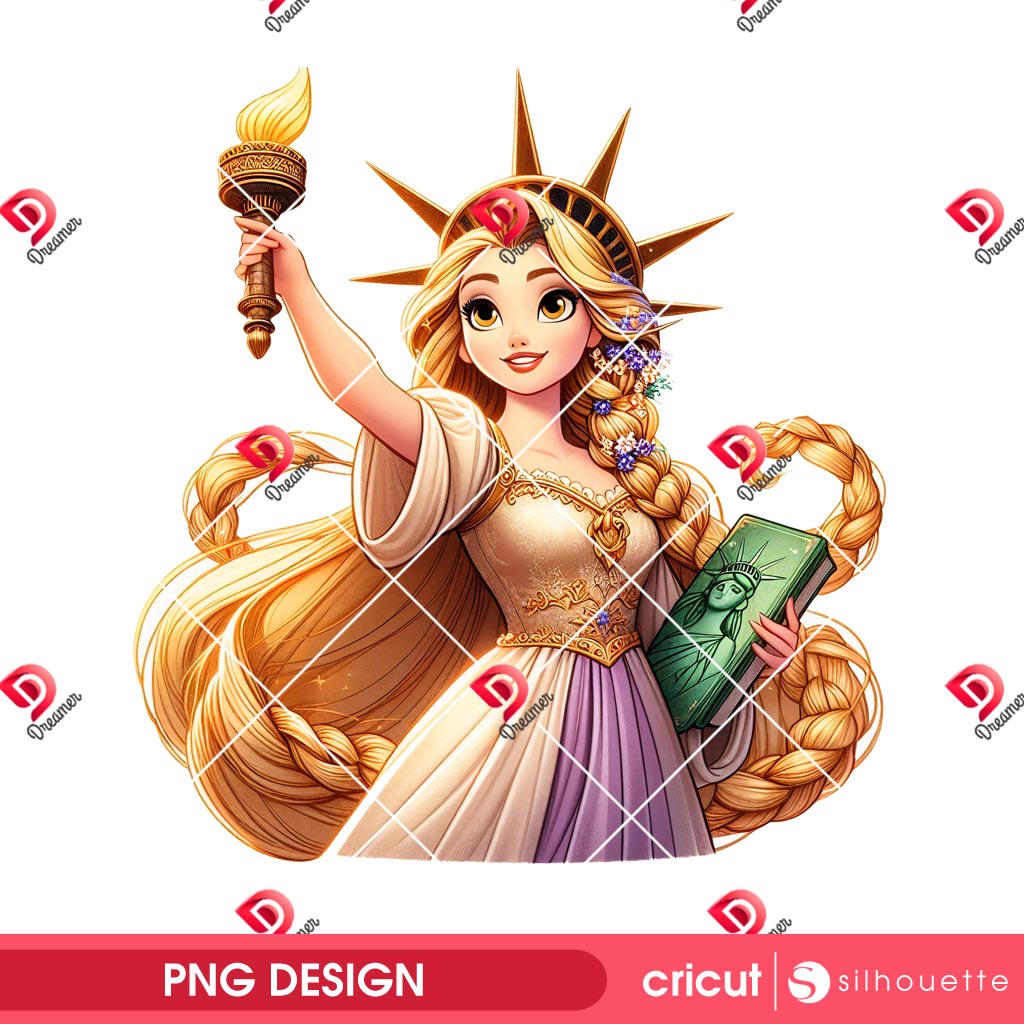 Princess Independence Day PNG, Rapunzel Disguises Herself As The Goddess Of Liberty PNG, Disney Princess 04th Of July PNG