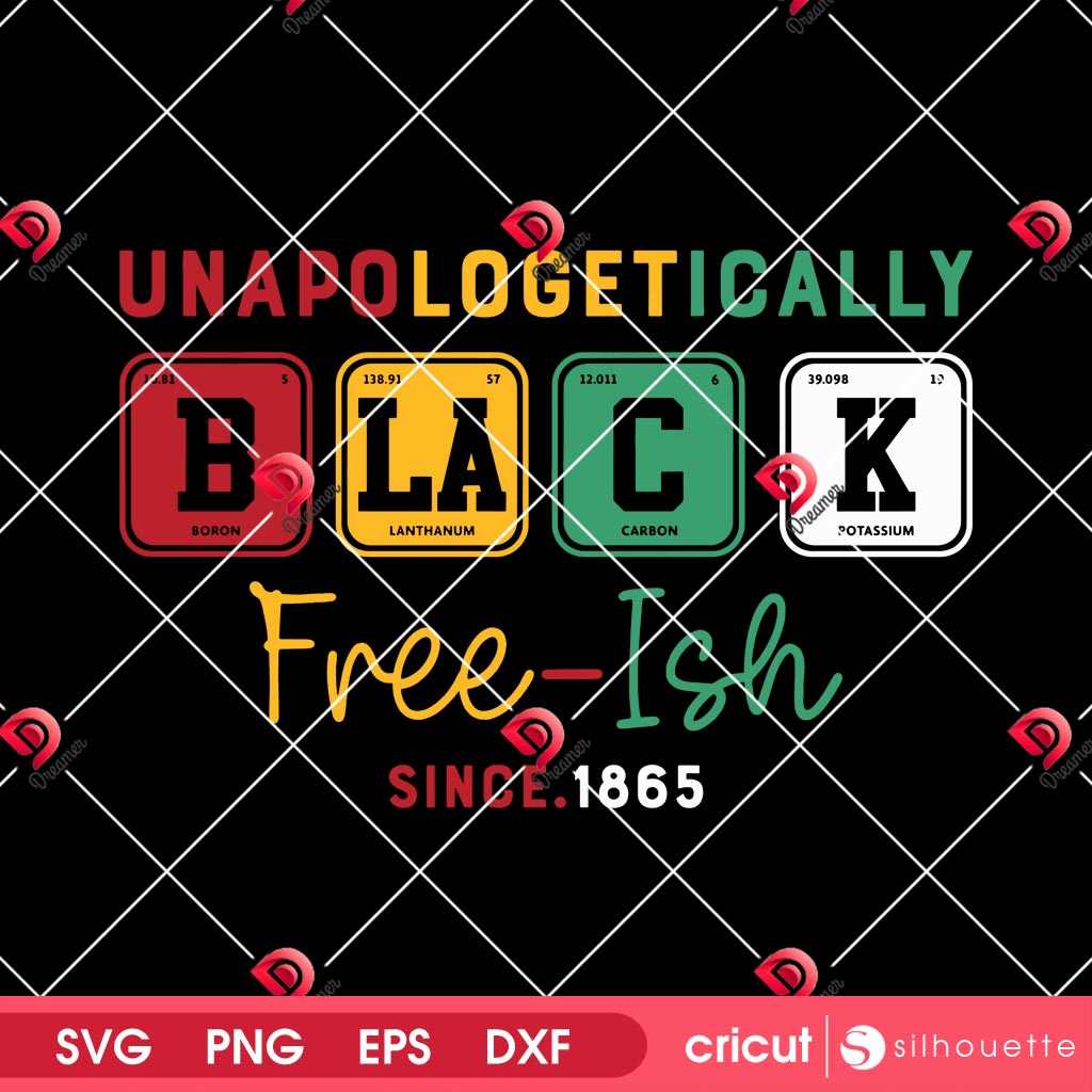 Unapologetically Black Free-ish Since 1865 SVG PNG, Juneteenth SVG PNG, Black History SVG PNG