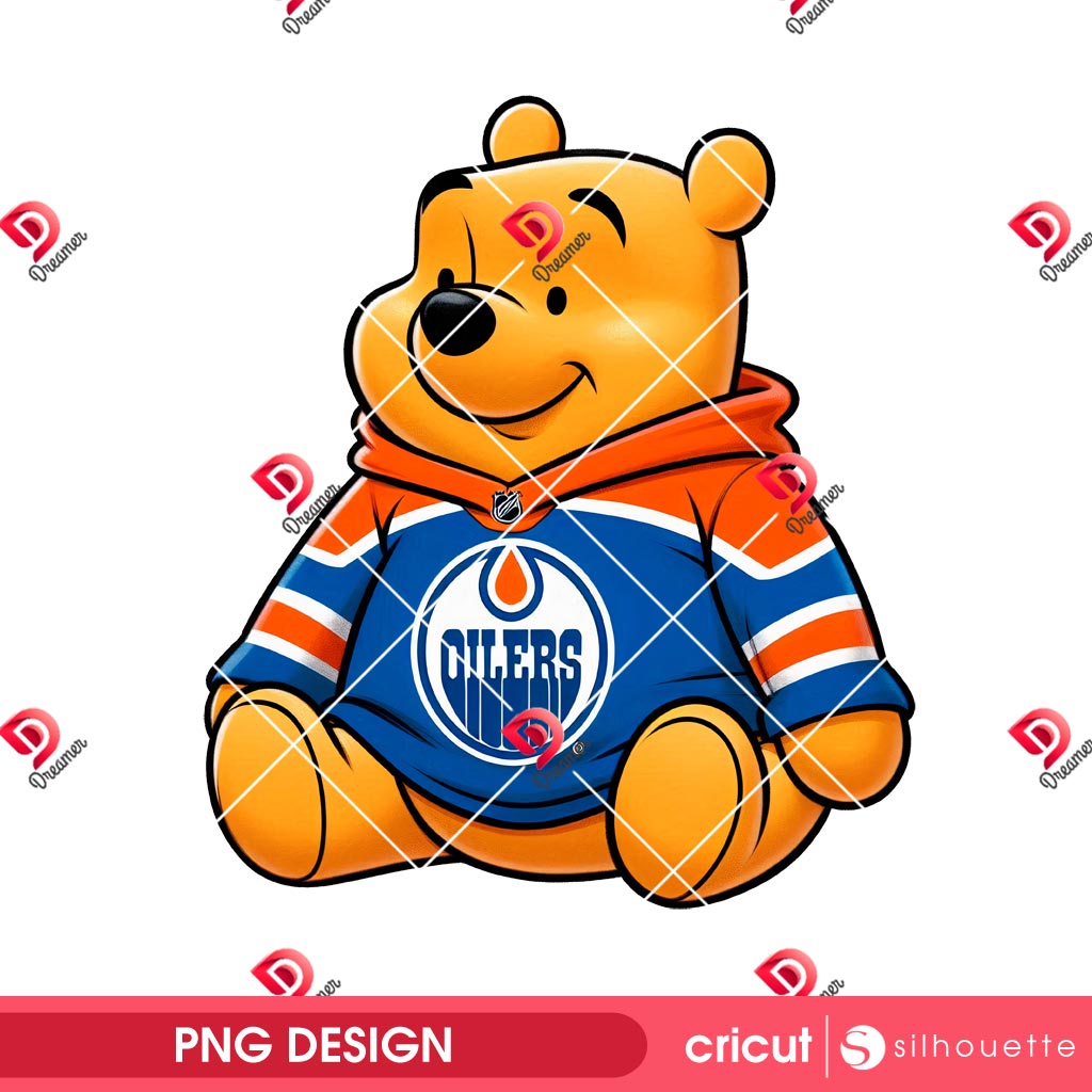 Winnie The Pooh Edmonton Oilers PNG, Winnie The Pooh NHL Hockey Sport PNG