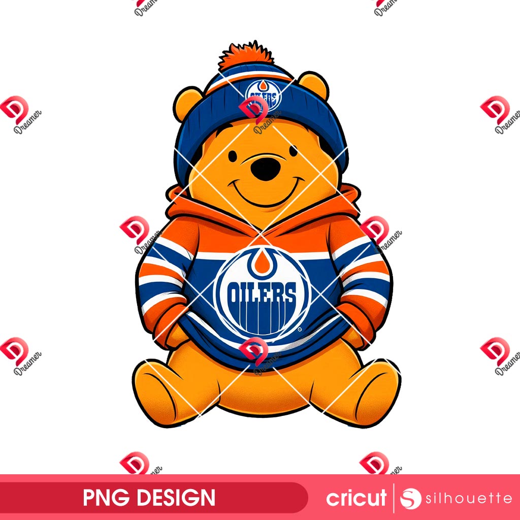 Winnie The Pooh Edmonton Oilers PNG, Winnie The Pooh NHL Hockey Sport PNG